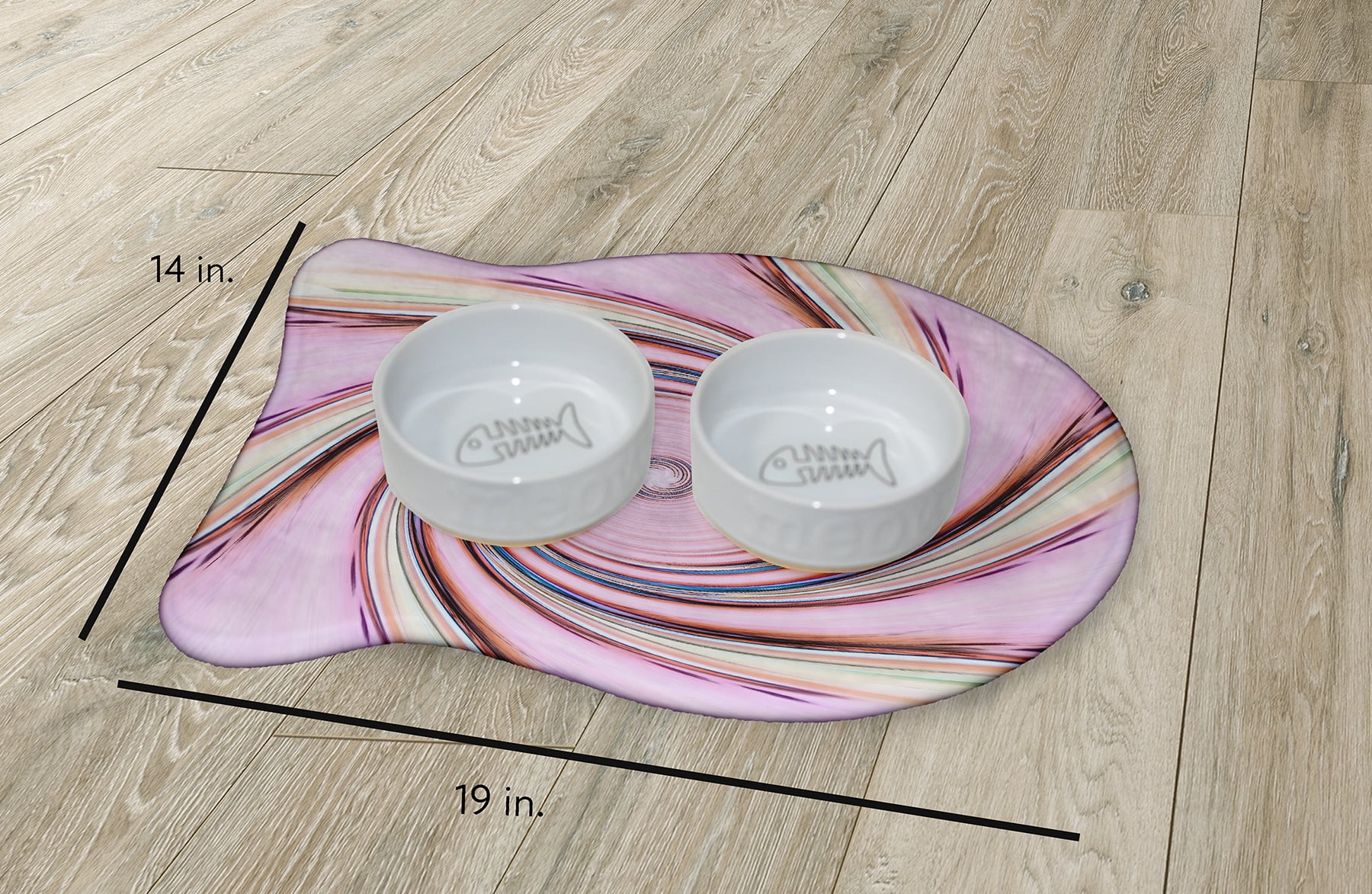 Simply Daisy Blush Stroke Too Fish Shape Pet Feeding Mat for Cats