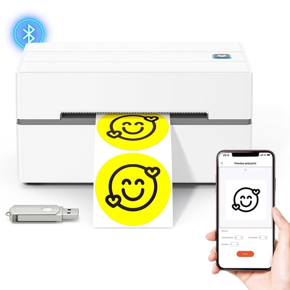 MUNBYN Bluetooth Thermal Label Printer, 130B 4x6 Wireless Label Printer for Shipping Packages Office or Home, Compatible with Windows Mac iPhone