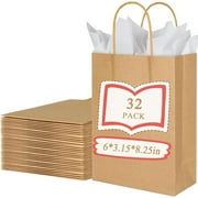 32 Pieces Gift Bags with 32 Tissues, 8 Colors Party Favor Bags with Handles, Rainbow Gift Bags for Wedding, Birthday, Party Supplies and Gifts