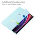 thumbnail image 4 of Triple-Fold Case for Samsung Galaxy Tab S10+ 12.4" 2024 with Pencil Holder, Clear Transparent Back Slim Adjustable Kickstand Shockproof Tablet Cover, Auto Wake/Sleep Magnetic for Tab S10+, Skyblue, 4 of 8