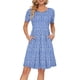 thumbnail image 1 of Vestido AUSELILY de verano para mujer, manga corta, hasta la rodilla, azul, 1 of 4