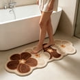 thumbnail image 3 of JWZZYD Scalloped Floral Plush Bathroom Runner Rug, 63"x19.68" Soft Absorbent Non Slip Floor Mat, Washable Flower Pattern Carpet for Bathroom, Bedroom, Entryway & Home Flooring Decor(Brown, 1 Pack), 3 of 7