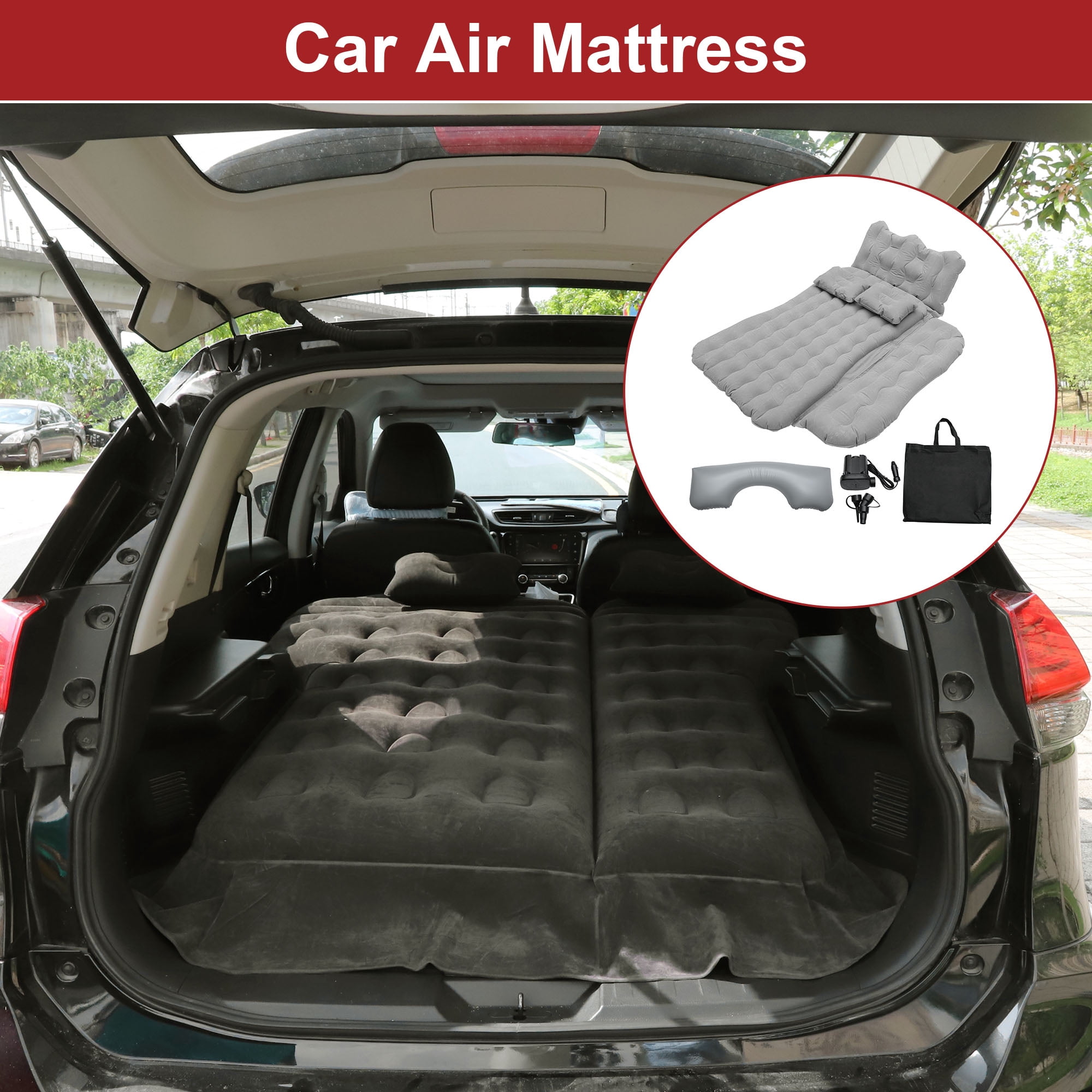 Unique Bargains Split Piers Long Leg Pier Air Pillows Repair Pads Air Pump Car Air Mattress Flocking Gray Inflatable Thickened Camping Bed Flocking Mattress