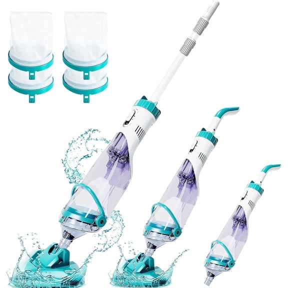 FOTING Handheld Pool Vacuum Cordless Rechargeable for Above Ground Inground Pools Hot Tubs with Extendable Pole, 1-Count