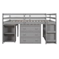 thumbnail image 5 of Full Size Loft Bed,Solid Wood Low Loft Bed with Cabinet and Rolling Portable Desk,Multiple Functional Loft Bed with Storage Shelves for Boys and Girls,Space Saving, Gray, 5 of 7