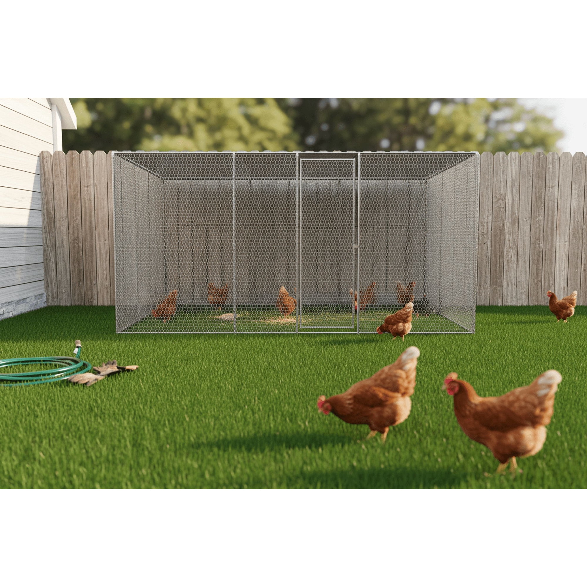 Chicken Coop 9.8x6.5x6.5FT Chicken Run Pen for Yard . It can also be used as a Large Bird Cage or a cat house and other pet cages. Outdoor Bird Aviary Parrot Cage without Perch.The net is green .