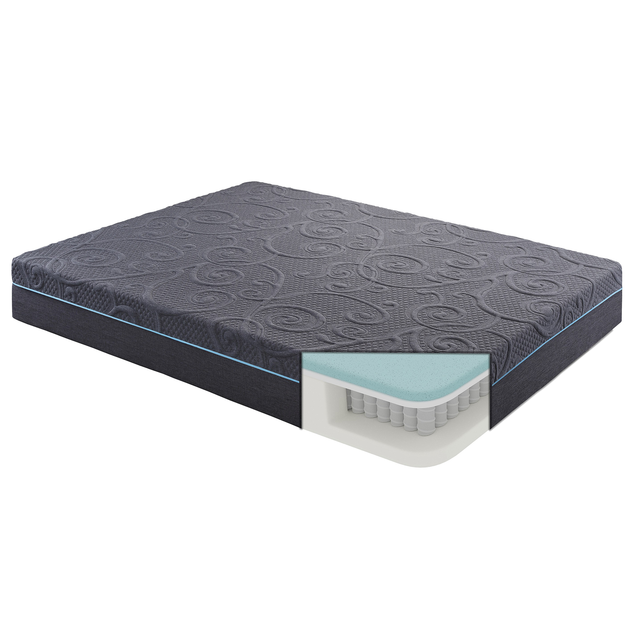 JERFIT 11 Inch King Size Hybrid Mattress in a Box, Medium Firm Gel Memory Foam with Pocket Springs, Breathable Dark Gray Bed Mattress for Support Pressure Relief