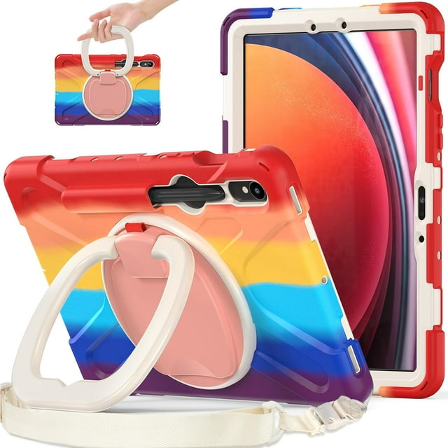Funda para Samsung Galaxy Tab S10 Lite/S10 FE/S9 FE de 10,9 pulgadas/Tab S9 de 11 pulgadas, cubierta de silicona resistente con asa, soporte de 360 grados, correa y soporte para S Pen.