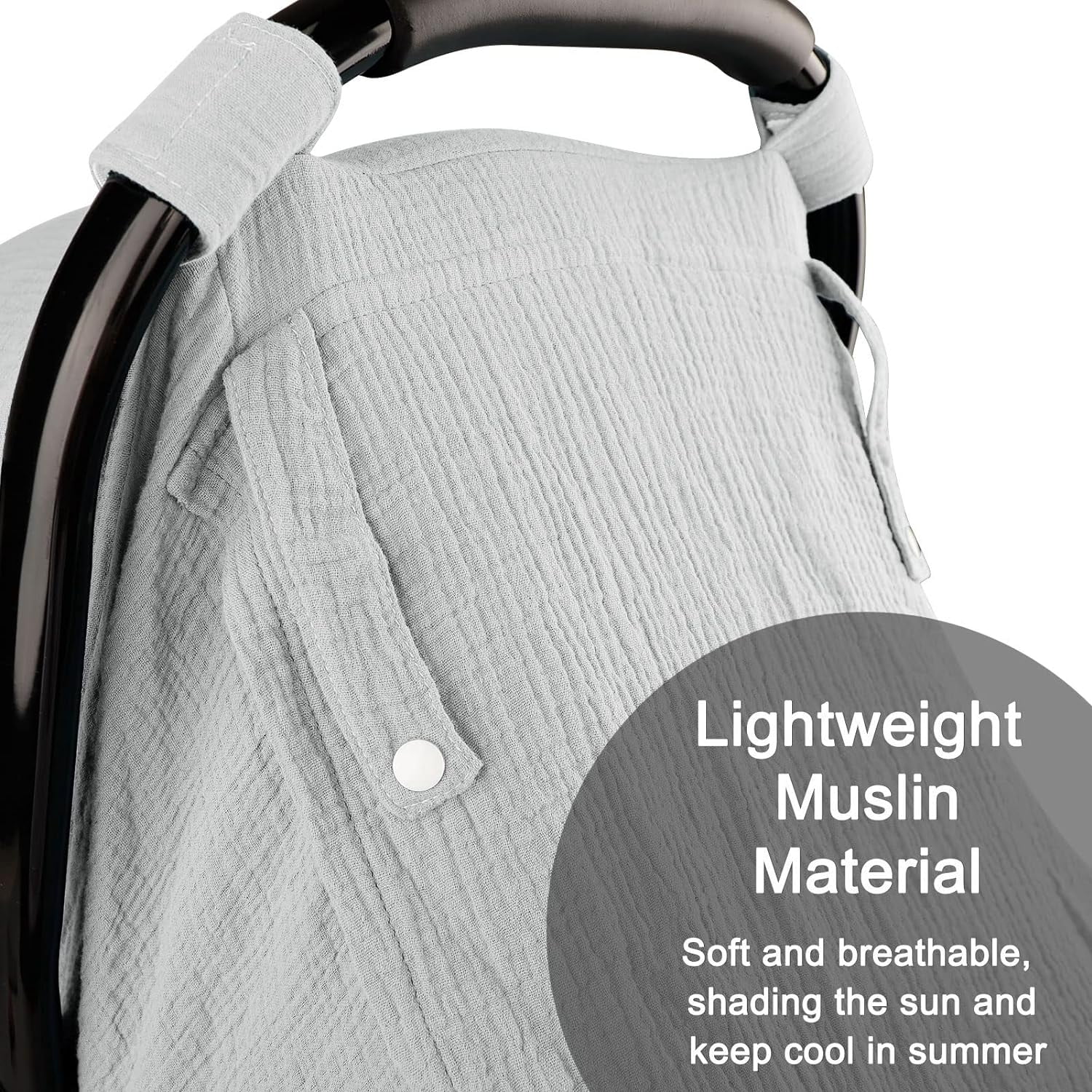 Muslin Car Seat Cover Baby, 3-1Infant Car Seat Covers for Babies,Summer Baby Car Seat Cover for Boys Girls with Breathable Window, Lightweight Infant Car Seat Canopy,Gray