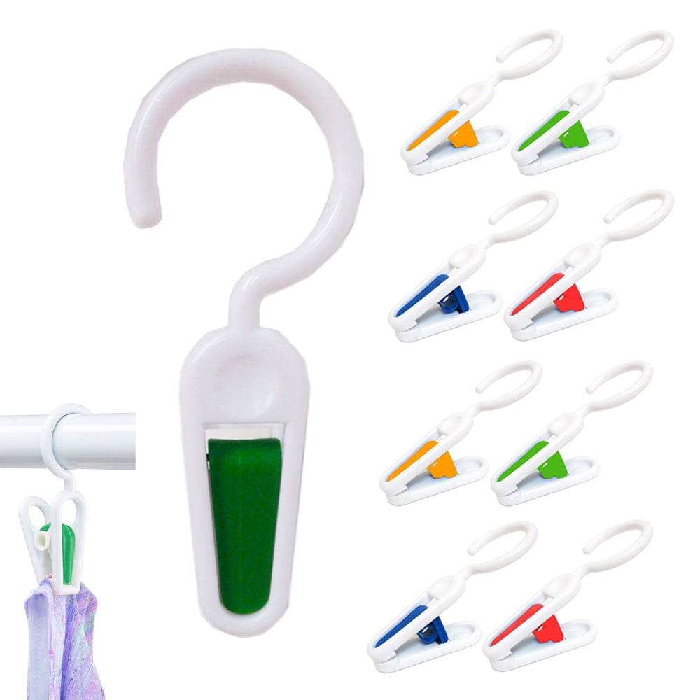8PC Hanging Clips Clothes Pins Hooks Portable Home Travel Laundry