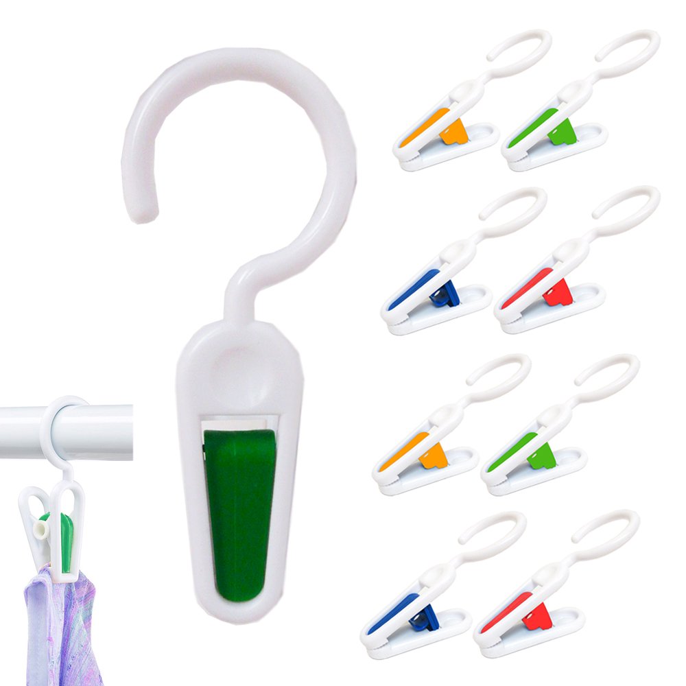 8PC Hanging Clips Clothes Pins Hooks Portable Home Travel Laundry