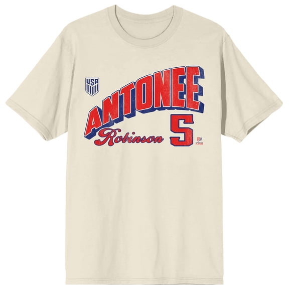 USSF X USMNTPA Antonee Robinson 5 Adult Natural Crew Neck Short Sleeve T-shirt-3XL