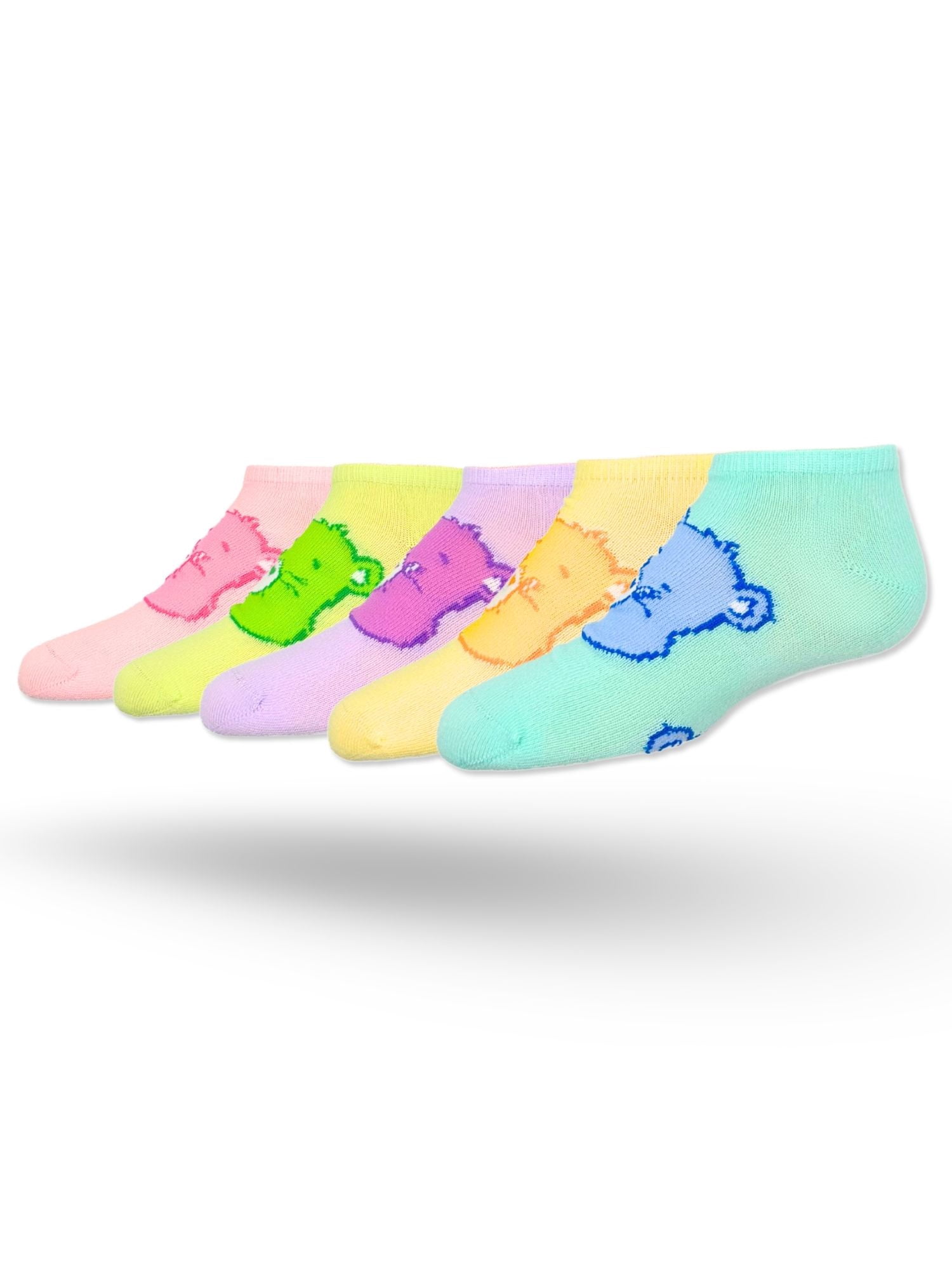 Care Bears Girls No-Show Socks, 5-Pack, Sizes S/M-M/L