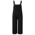 thumbnail image 6 of Wycnly Womens Jumpsuits Cotton Linen Plus Size Wide Leg Pocket Strap Long Jumpsuits Overalls Casual Solid Square Neck Sleeveless Maxi Summer Rompers Black xl, 6 of 6