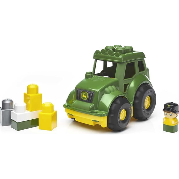 MEGA BLOKS John Deere Building Toy Blocks LiTractor (6 Pieces) For Toddler