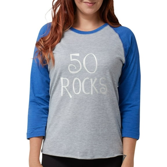 CafePress - Blk 50_Rocks_Blk Long Sleeve T Shirt - Womens Baseball Tee