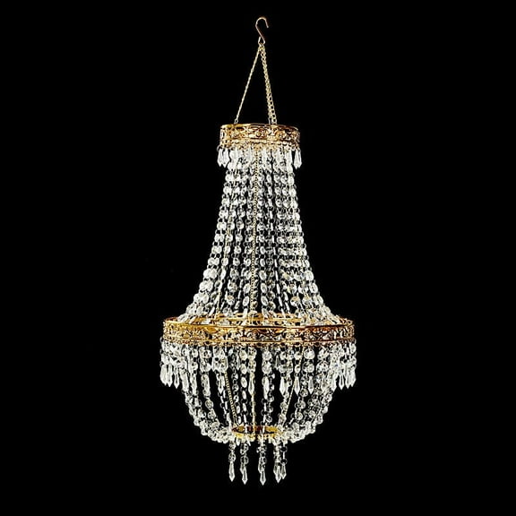 BalsaCircle 2 feet Clear Beaded Crystal Chandelier with Gold Ornate Metal Frame Home Party Wedding Reception Event Decorations Supplies