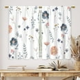 thumbnail image 4 of Boho Blue Flower Kitchen & Bathroom Curtains - Rustic Floral Wildflower Botanical Cafe & Small Bedroom Short French Door Curtains - 27.5x39 Inch, 4 of 6