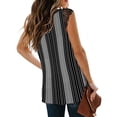 thumbnail image 2 of Qarigey Chaleco de algodón para mujer, camiseta sin mangas suave de encaje con cuello en V, ropa básica deportiva para vacaciones para Prendas para la parte del cuerpo Raya negra S, 2 of 6