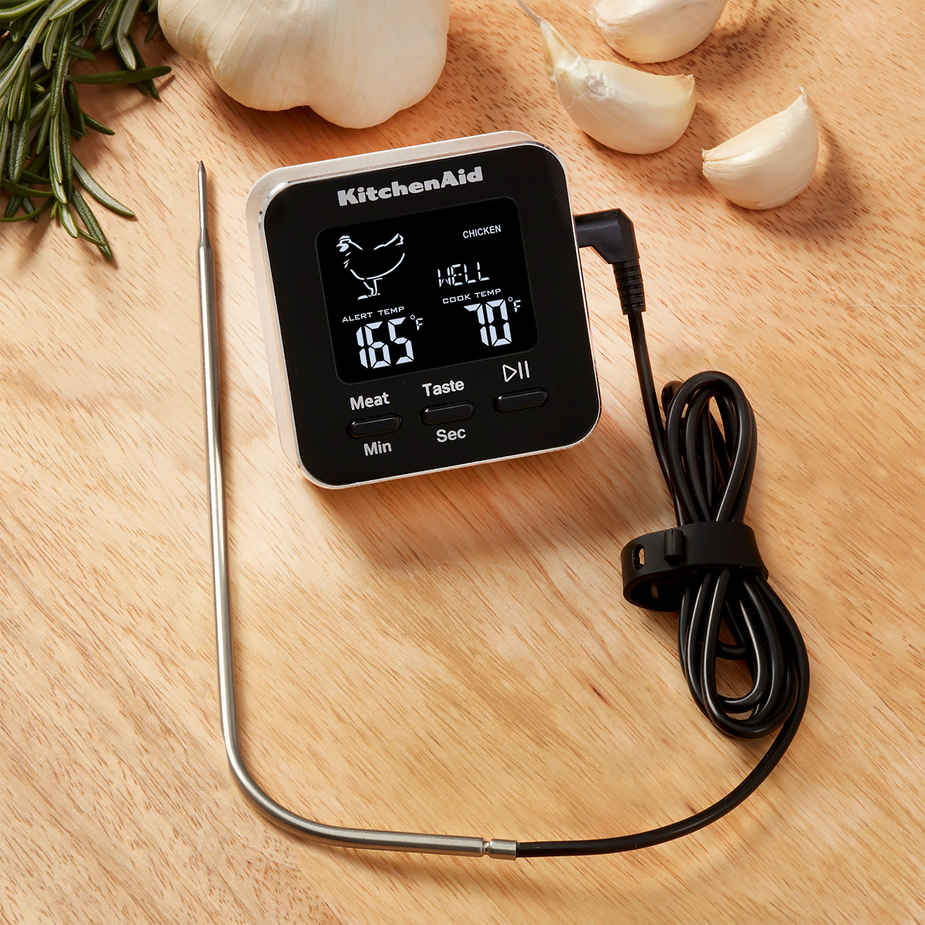 KitchenAid Programmable Wired Probe Thermometer with Temperature Range  -40°F to 482°F, Black 