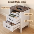 thumbnail image 4 of Asofer Nightstand with Charging Station, 2 Drawers - Modern Wood Bedside Table, White, 4 of 9