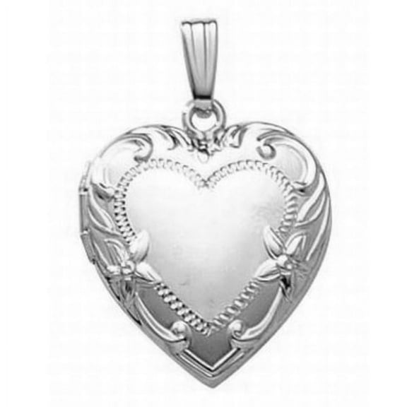 Sterling Silver Heart Locket - 3/4 Inch X 3/4 Inch in Sterling Silver