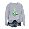 thumbnail image 4 of lulshou Women's Christmas Print Sweatshirt - Holiday Cozy Pullover, Cute Xmas Graphic Long Sleeve Crewneck Shirt, Gray, M, 4 of 6
