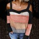 thumbnail image 1 of Puntoco Suéter Mujer Moda Cuello En V Manga Larga Hombro Frío Suéter De Punto Sudaderas Navidad Liquidación Puntoco Puntoco-1163, 1 of 5