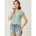thumbnail image 2 of blusa de gasa con mangas casquillo ligera con volantes para mujer Azul claro XL, 2 of 6
