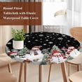 thumbnail image 4 of Black Christmas Round Tablecloth, Fitted Table Cover with Elastic for 36"-44" Round Tables, Snowman Xmas Tree Snowflake Winter Table Cloth Outdoor Indoor Dinning Party Waterproof Tablecloths, 4 of 7