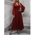 thumbnail image 3 of Women's Long Sleeve V Neck Wrap Maxi Dress with Slit Formal Fall Wedding Guest Cocktail Party Dress, 3 of 10