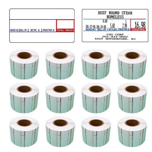 CAS LST-8000 Printing Scale Label, 58 x 30 mm, Non-UPC, 12 Rolls Per Case