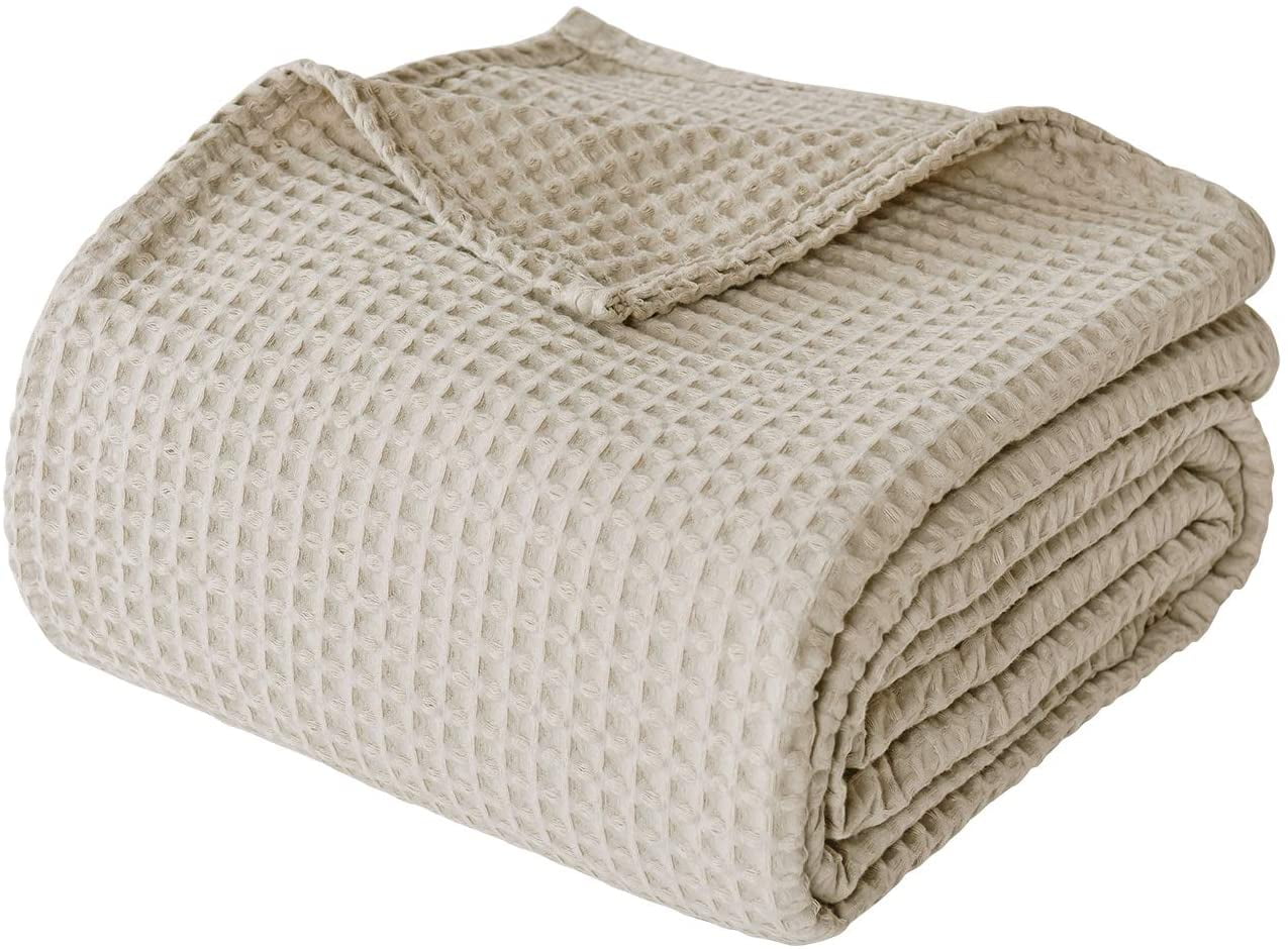 Twin size Machine washable 100% Cotton Waffle Weave Blanket 