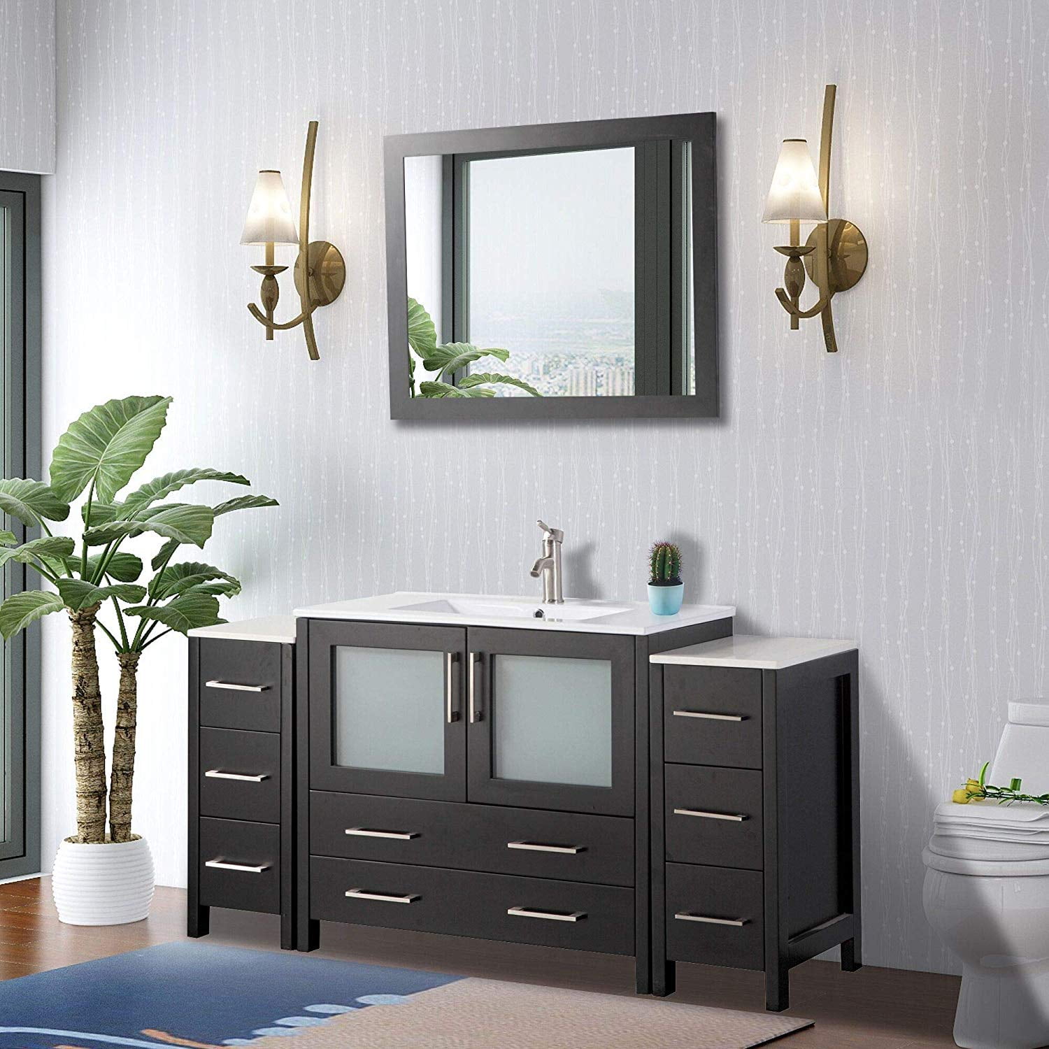 Vanity Art 54 Single Sink Bathroom Combo Set Modern Single Sink Bathroom Vanity Combo Set