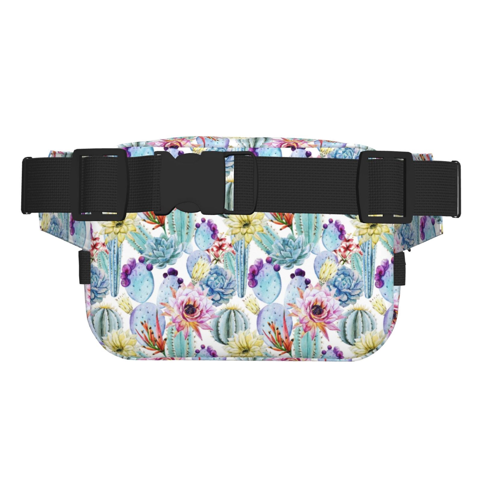 Picia Cactus Print Square Double-Layer Waist Bag Mini Adjustable Waist Belt Bag Exercise Running Travel Hiking