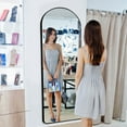 thumbnail image 2 of 64"x22" Aluminum Alloy Frame Arched Full Length Mirror with Bracket,Black, 2 of 6