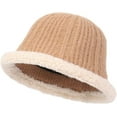 thumbnail image 2 of CoCopeaunts Bucket Hat for Women Sweet Solid Color Knit Hats Lambs Wool Brim Winter Warm Pot Hat Travel Photography Bucket Cap, 2 of 8