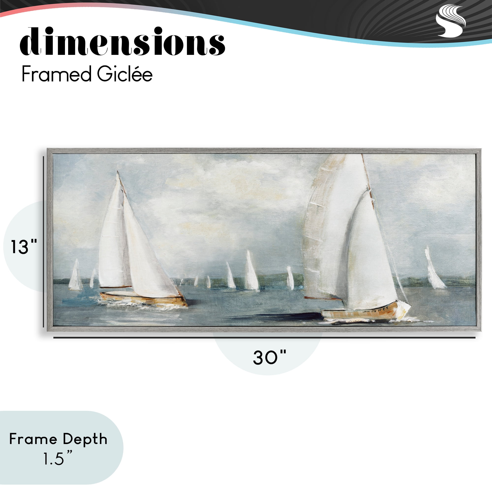 Stupell Industries Windy Sailboat Fleet Gray Framed Giclee Art, design by Sally Swatland