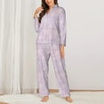 thumbnail image 2 of Gukieu Shells Pearl Print Women's Long Sleeve Pajama Set, Button Top Elastic Pocket Pajama Pants Two Piece Set Home Wear-Large, 2 of 7