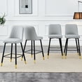 thumbnail image 3 of LUFTUT Bar Stools Set of 4, Counter Height Barstools with Back, Modern Faux Leather Kitchen Stools, 27" Light Gray Barstools with Sturdy Metal Legs for Large Spaces, Kitchen Island, Dining Room, 3 of 7