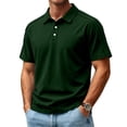 thumbnail image 3 of Yifymode Polo Shirts for Men Dry Fit Golf Polos Pleated Short Sleeve Button Up Shirt Plus Size Summer Cotton Athletic Tshirts,Dark Green M, 3 of 7