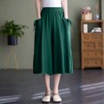 thumbnail image 2 of Glisme Casual Pants For Women Plus Size Knee Length Cotton Linen Shorts Summer Baggy Dressy Long Shorts With Pockets Green Trousers Regular Fit, 2 of 7