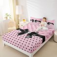 thumbnail image 2 of Manfei Black Coquette Bow Fitted Sheet Full,Minimalist Geometric Polkadot Bed Set,3pcs,1 Fitted Sheet and 2 Pillowcases, 2 of 6