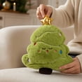 thumbnail image 4 of Cute Christmas Tree Plush Throw Pillow, Soft Green Xmas Tree Shaped Decorative Cushion with Golden Star, Embroidered Face Accent Pillow for Sofa Couch Bedroom Christmas Home Decor, 4 of 7