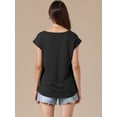 thumbnail image 3 of DARING DIVA Women's Cap Sleeve Pleated Round Neck Flowy Casual Blouses 2XL Black, 3 of 6