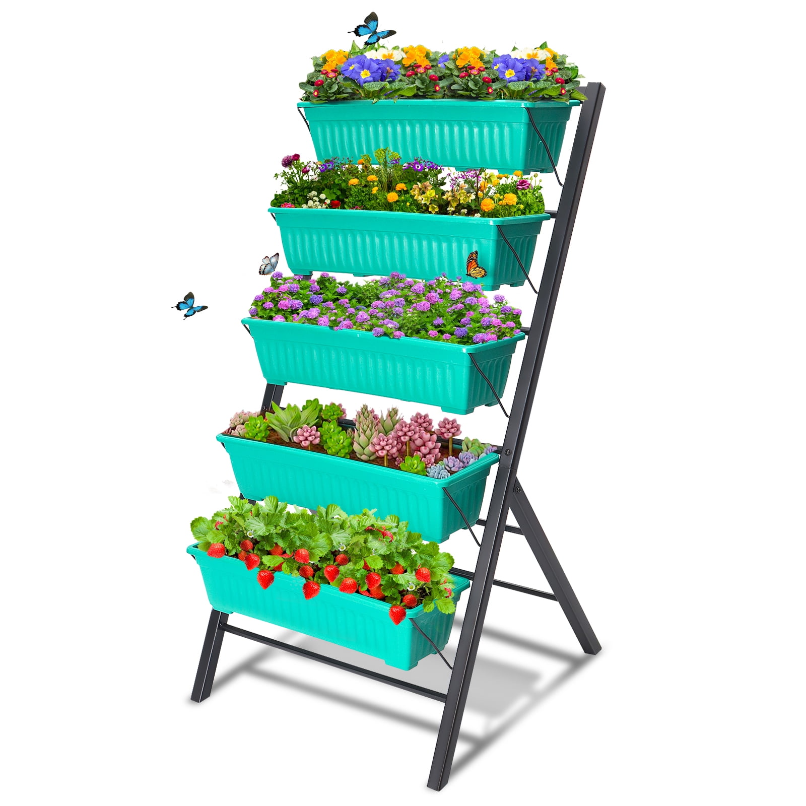 Tooca 4 Foot Raised Garden Bed 5 Tier Elevated Vertical Garden Planter