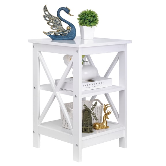 ZENSTYLE Set of Two MDF 3 Tier X-Design End Table, White