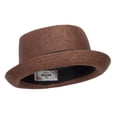 thumbnail image 4 of Big Size Solid Upbrim Pork Pie Fedora - Brown 2XL-3XL, 4 of 5