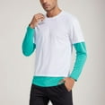 thumbnail image 2 of Fauean Tshirts Shirts for Men Crew Neck Casual Lightweight Long Sleeves Color Block Tops White Size S, 2 of 4