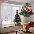 thumbnail image 4 of Metal Hanging Christmas Tree Wind Spinner - Festive Triangular Design with Glossy Green Leaves & Red Berries for Garden Decor, 4 of 7
